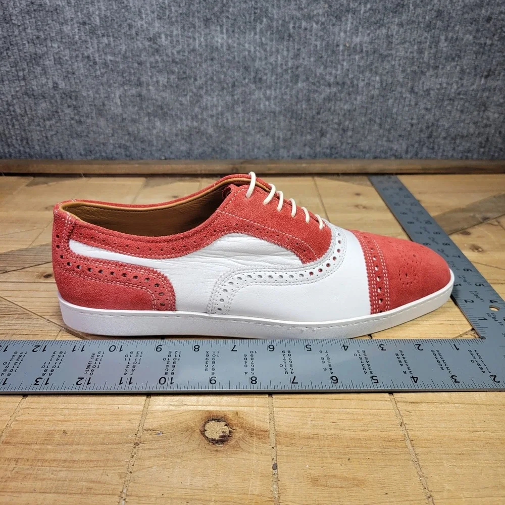 Allen Edmonds CUSTOM Strand Sneaker Mens 9 D Two Tone Red White Suede‎ Brogue